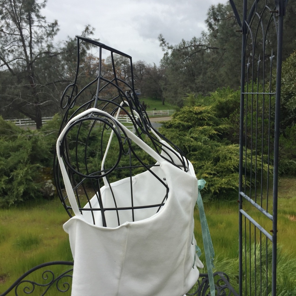 Cropped cotton knit  camisole ,front corset detail, - Picture 5 of 7